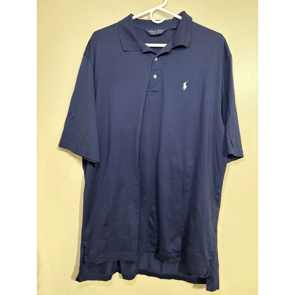 Ralph Lauren‎ Polo Golf Navy White Pony Short Sleeve Size XL 100% Cotton